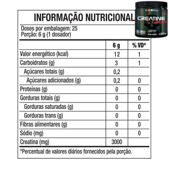 Creatina Black Skull 150g com sabor - Limão e Laranja