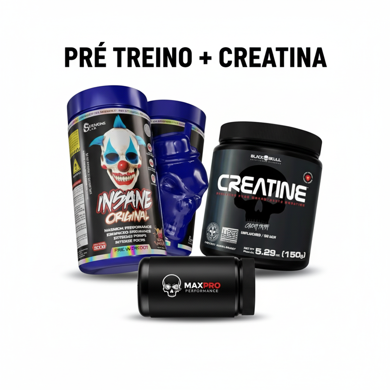 Combo Pré Treino Insane Original + Creatina Pura Black Skull [Frete Grátis]