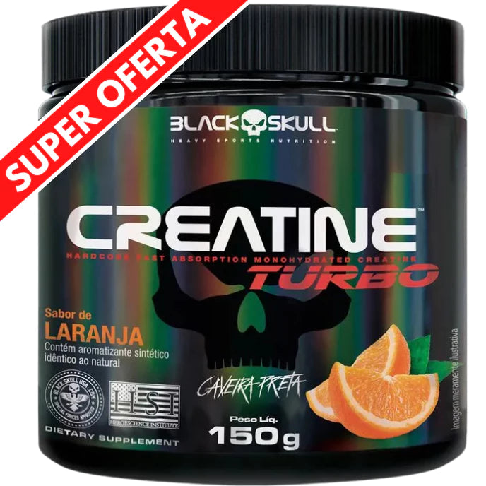 Creatina Black Skull 150g com sabor - Limão e Laranja
