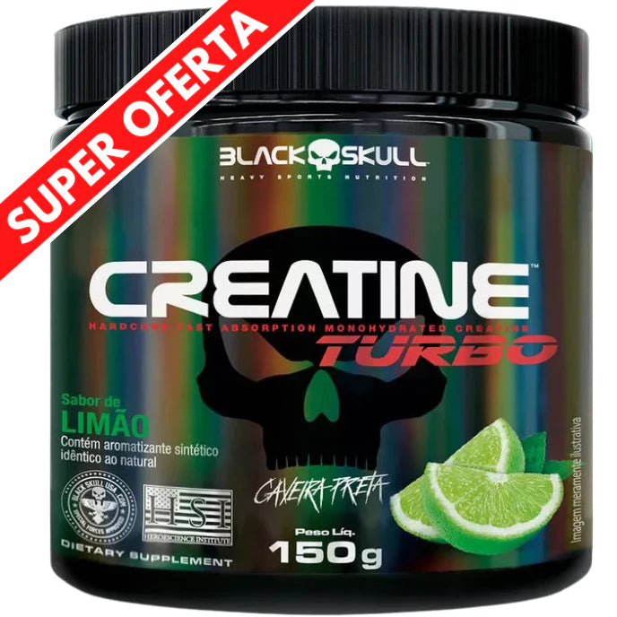 Creatina Black Skull 150g com sabor - Limão e Laranja